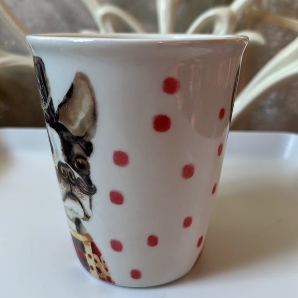 Whimsical design of a dog with a mustache and hat ceramic mug - Picture 4 of 6